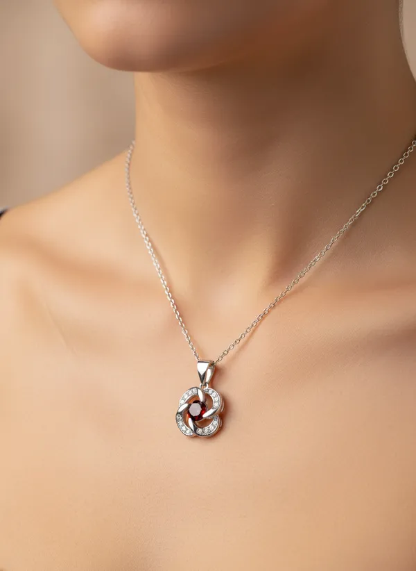 Swirl_Pendant_Necklace_With_Red_Crystal_Center_925_Sterling_Silver
